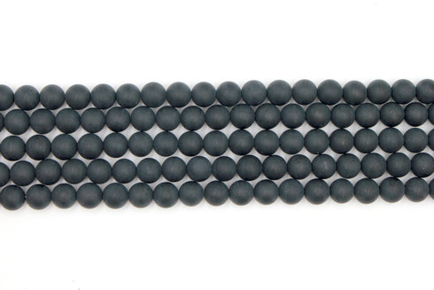 Matte Black Onyx Gemstone Beads, 8mm, Round